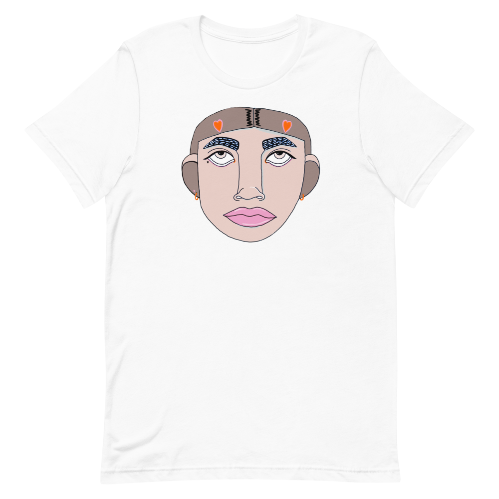 witte t-shirt met gezichtje door Maxime Thys