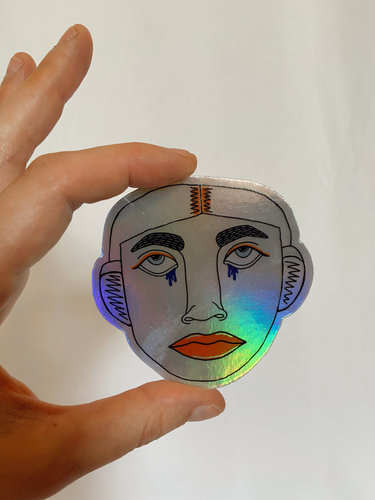 sticker holografisch gezicht