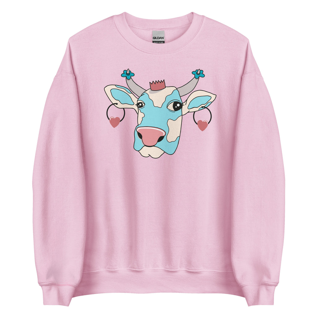Comfy roze sweatshirt met koe print 
