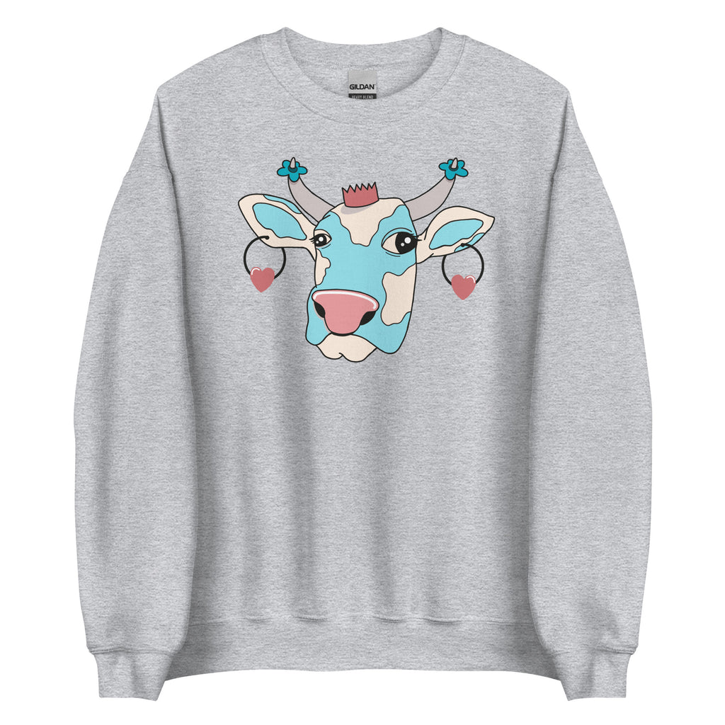 Comfy grijze sweatshirt met koe print 