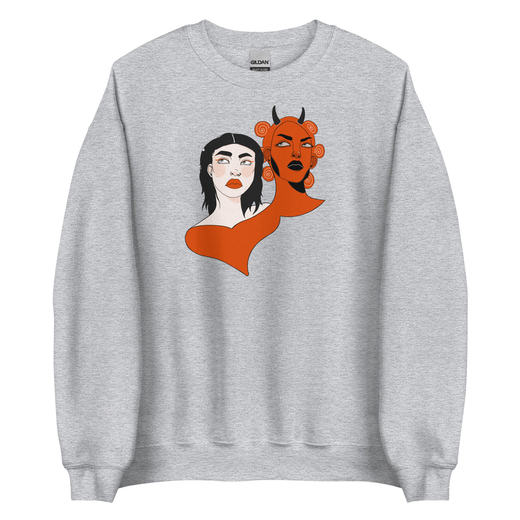 Comfy grijze sweatshirt met 'the good & the bad' print