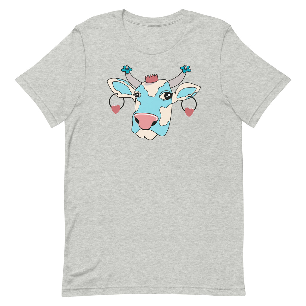 Comfy grijze t-shirt met koe print 