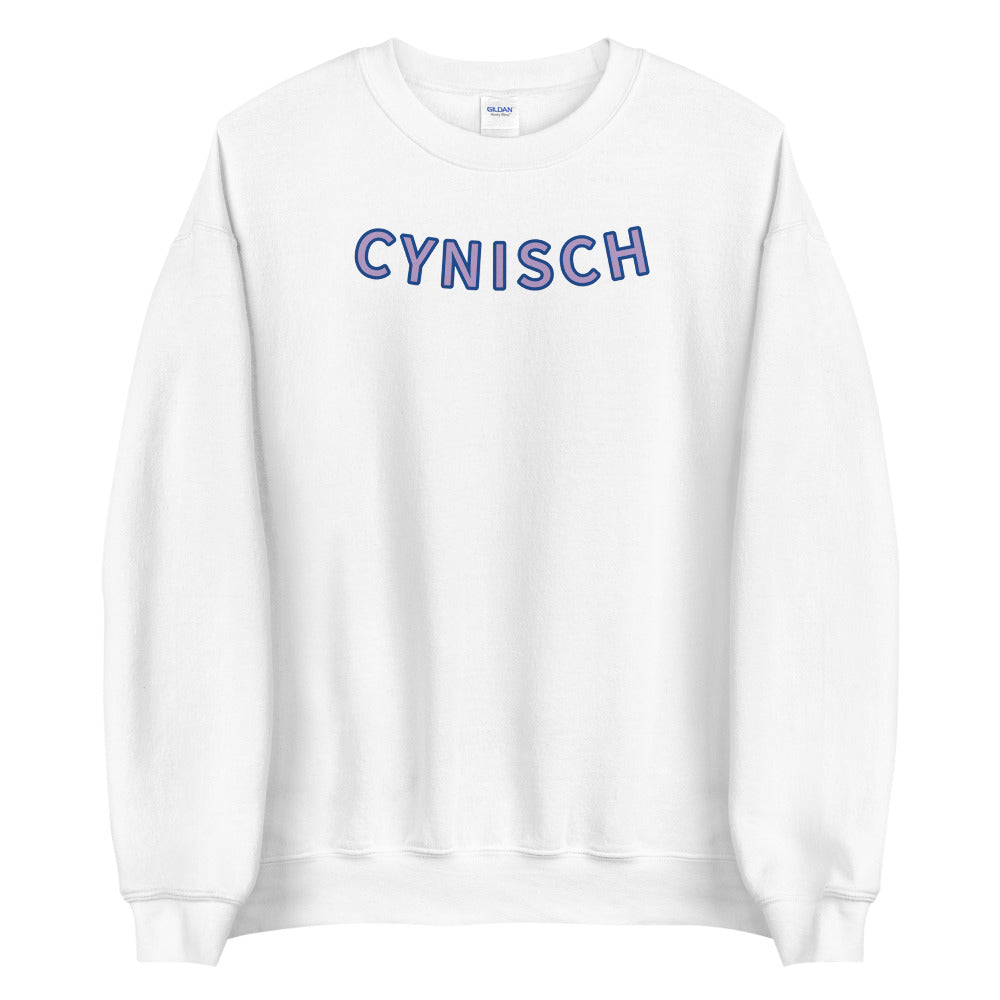 witte sweater met opschrift cynisch