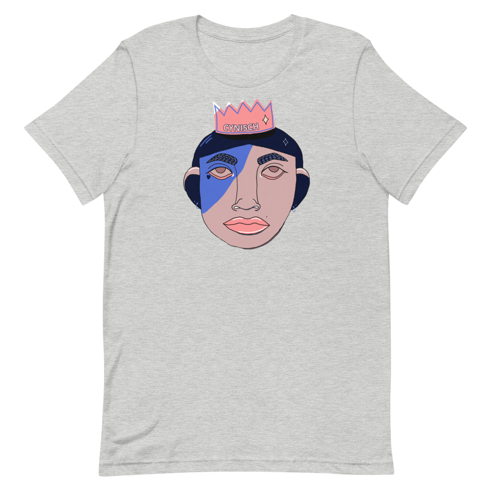 Grijze t-shirt met gezichtje met kroon